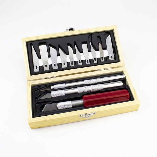 Excel Blades Hobby Knife Set, Precision Craft Knife Set Bulk Wooden Box, 6pk 44282